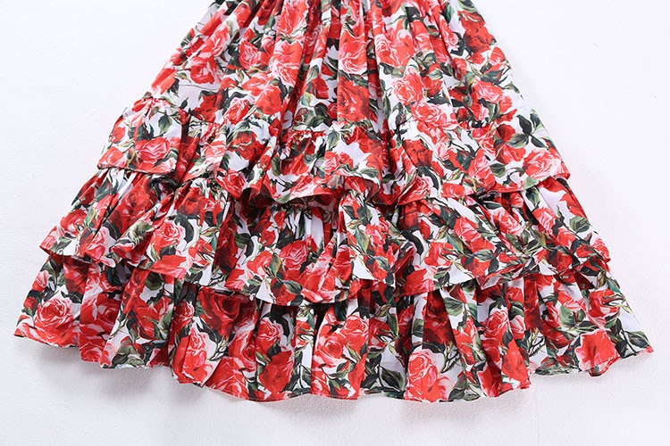 Floral Printed Ball Gown Dress