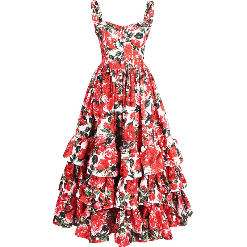 Floral Printed Ball Gown Dress